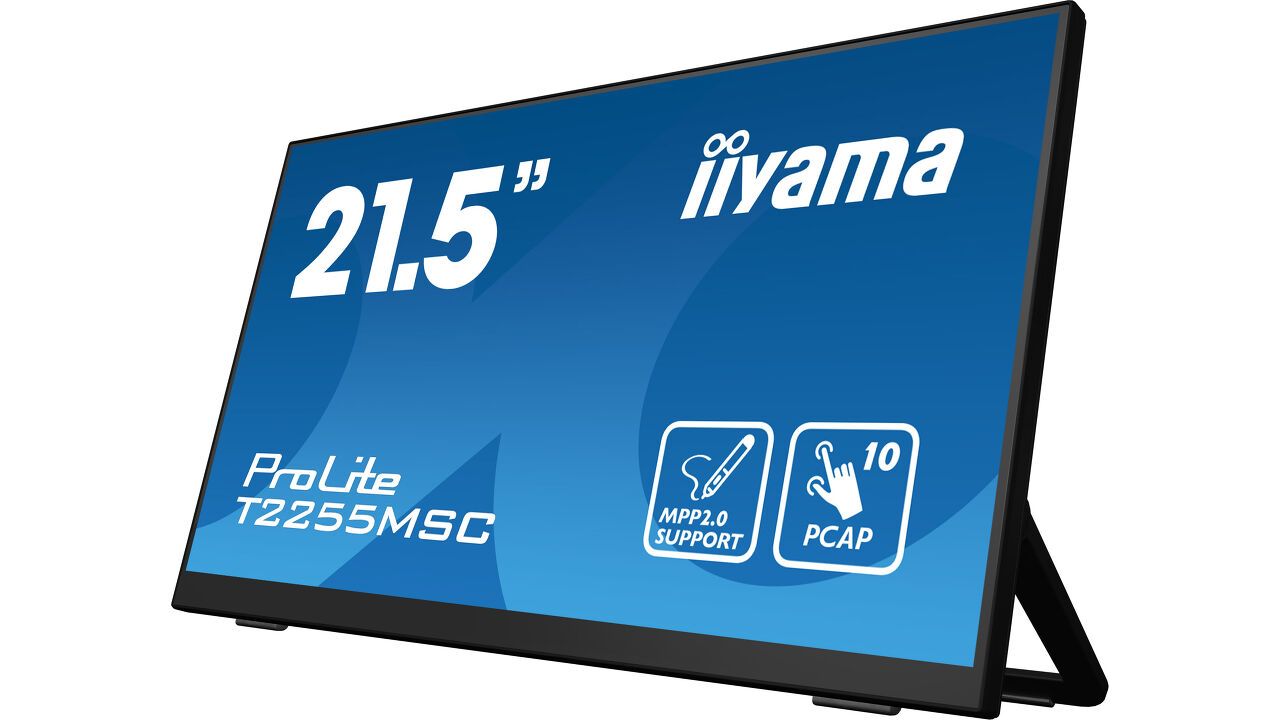 iiyama ProLite T2255MSC-B1 seitliche Produktansicht mit Standfuß